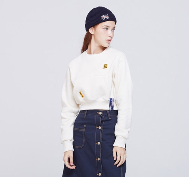 ロマンティッククラウン(ROMANTIC CROWN) Pocket Crop Sweat Shirt_Oatmeal