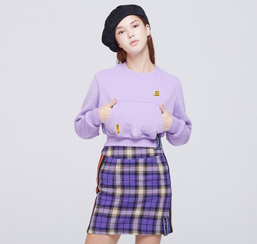ロマンティッククラウン(ROMANTIC CROWN) Pocket Crop Sweat Shirt_Purple