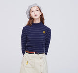 ロマンティッククラウン(ROMANTIC CROWN) Stripe Knit Turtleneck_Navy