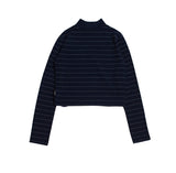 ロマンティッククラウン(ROMANTIC CROWN) Stripe Knit Turtleneck_Navy