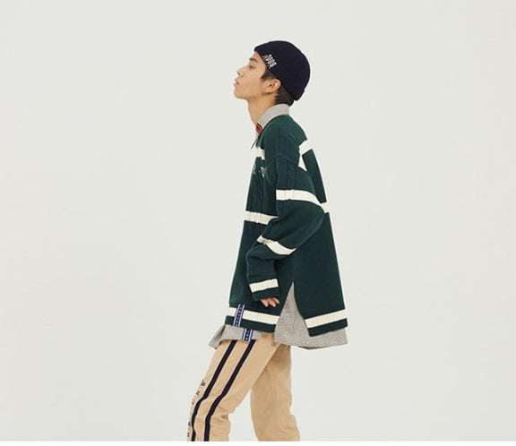 ロマンティッククラウン(ROMANTIC CROWN) Round Neck Cable Knit_Green