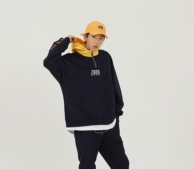 ロマンティッククラウン(ROMANTIC CROWN) ALL SET Half Zip Up Hoodie_Navy