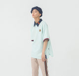 ロマンティッククラウン(ROMANTIC CROWN) Half Zip Up Bowling Shirt_Sky