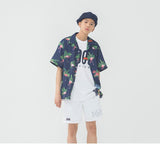 ロマンティッククラウン(ROMANTIC CROWN) Flamingo Bowling Shirt_Navy