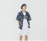 ロマンティッククラウン(ROMANTIC CROWN) Flamingo Bowling Shirt_Navy