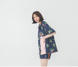 ロマンティッククラウン(ROMANTIC CROWN) Flamingo Bowling Shirt_Navy