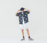 ロマンティッククラウン(ROMANTIC CROWN) Flamingo Bowling Shirt_Navy