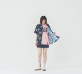 ロマンティッククラウン(ROMANTIC CROWN) Flamingo Bowling Shirt_Navy