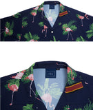 ロマンティッククラウン(ROMANTIC CROWN) Flamingo Bowling Shirt_Navy