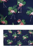 ロマンティッククラウン(ROMANTIC CROWN) Flamingo Bowling Shirt_Navy