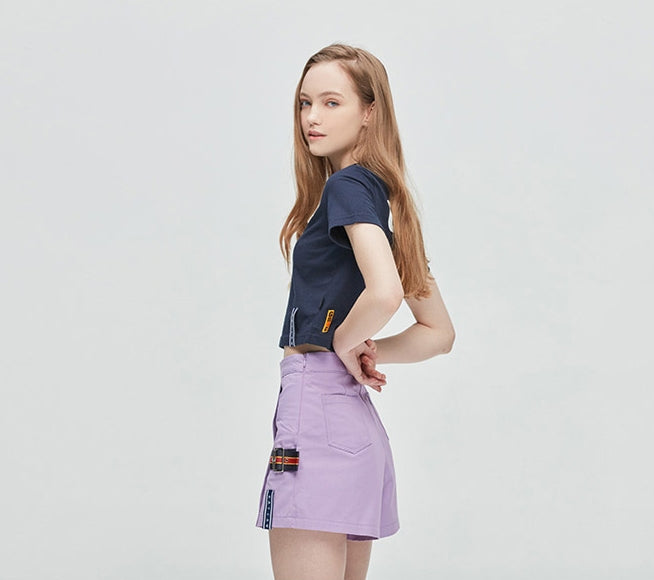 ロマンティッククラウン(ROMANTIC CROWN) Crossway Logo Crop T Shirt_Navy