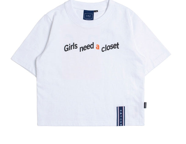 ロマンティッククラウン(ROMANTIC CROWN) Crossway Logo Crop T Shirt_White