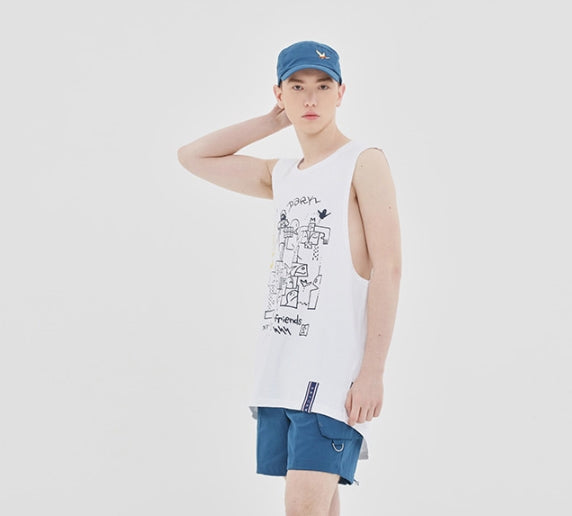 ロマンティッククラウン(ROMANTIC CROWN) [R.C X M.G]City Friends Sleeveless_White