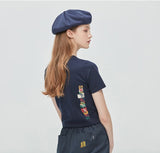 ロマンティッククラウン(ROMANTIC CROWN) E.D.V Splinter Crop T Shirt_Navy