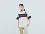 ロマンティッククラウン(ROMANTIC CROWN) Cross Line Half Polo Shirt_Oatmeal