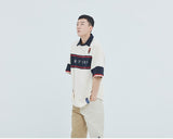 ロマンティッククラウン(ROMANTIC CROWN) Cross Line Half Polo Shirt_Oatmeal