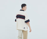 ロマンティッククラウン(ROMANTIC CROWN) Cross Line Half Polo Shirt_Oatmeal