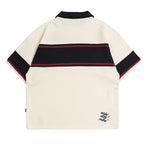 ロマンティッククラウン(ROMANTIC CROWN) Cross Line Half Polo Shirt_Oatmeal