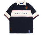 ロマンティッククラウン(ROMANTIC CROWN) Cross Line Half Polo Shirt_Navy