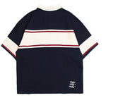 ロマンティッククラウン(ROMANTIC CROWN) Cross Line Half Polo Shirt_Navy