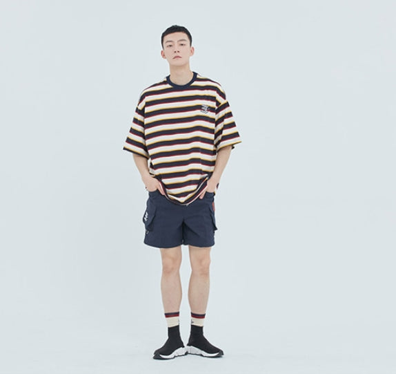 ロマンティッククラウン(ROMANTIC CROWN) E.D.V Striped T Shirt_Oatmeal