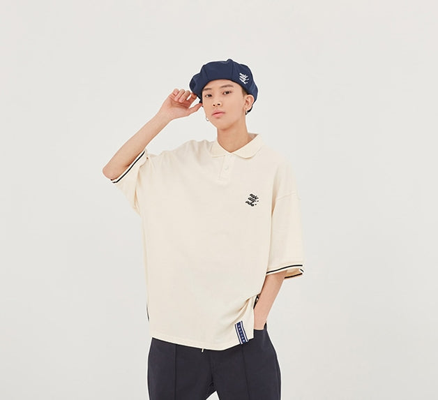 ロマンティッククラウン(ROMANTIC CROWN) E.D.V Piping Pique Shirt_Oatmeal