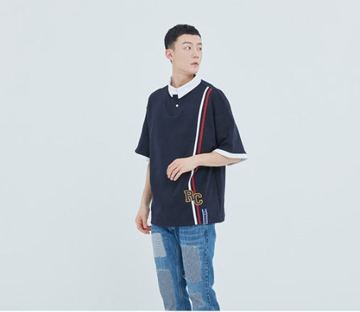 ロマンティッククラウン(ROMANTIC CROWN) RC Double Line Polo Shirt_Navy