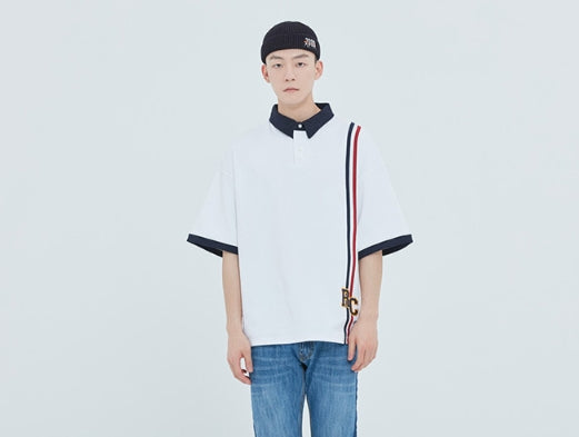 ロマンティッククラウン(ROMANTIC CROWN) RC Double Line Polo Shirt_White