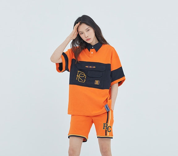 ロマンティッククラウン(ROMANTIC CROWN) RC Big Pocket Polo Shirt_Orange