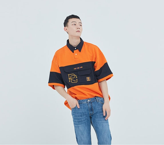 ロマンティッククラウン(ROMANTIC CROWN) RC Big Pocket Polo Shirt_Orange