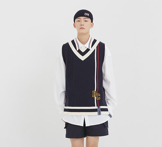 ロマンティッククラウン(ROMANTIC CROWN) RC Double Line Vest_Navy