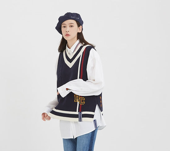 ロマンティッククラウン(ROMANTIC CROWN) RC Double Line Vest_Navy