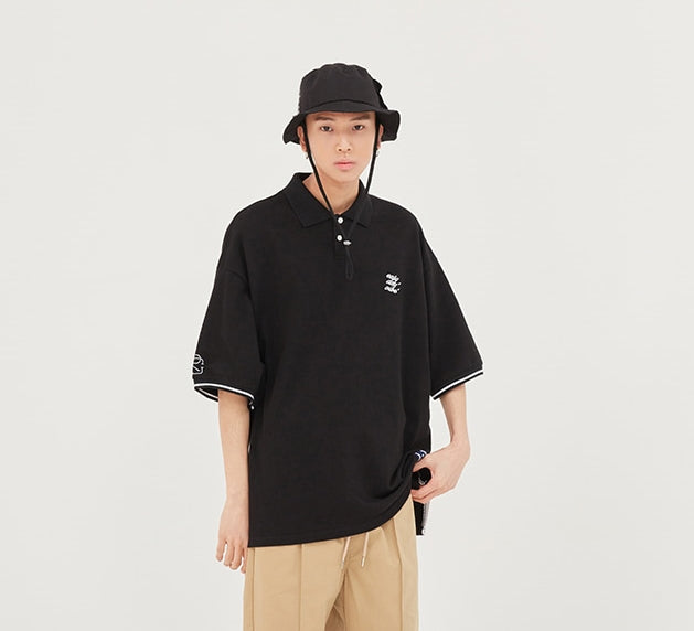 ロマンティッククラウン(ROMANTIC CROWN) E.D.V Piping Pique Shirt_Black