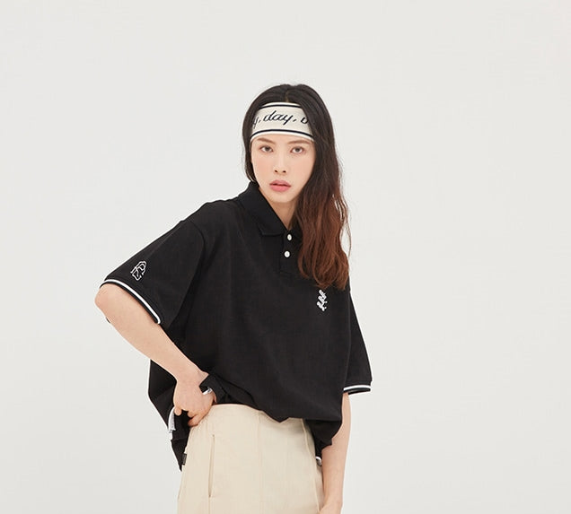 ロマンティッククラウン(ROMANTIC CROWN) E.D.V Piping Pique Shirt_Black