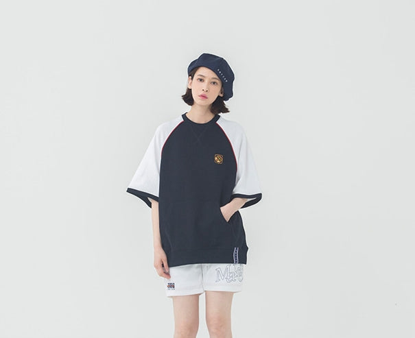 ロマンティッククラウン(ROMANTIC CROWN) Raglan Piping T Shirt_Navy