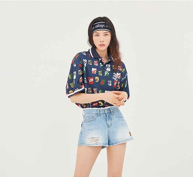 ロマンティッククラウン(ROMANTIC CROWN) E.D.V Splinter Polo Shirt_Navy