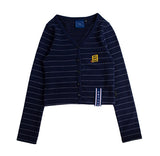 ロマンティッククラウン(ROMANTIC CROWN) Stripe Knit Cardigan_Navy