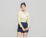 ロマンティッククラウン(ROMANTIC CROWN) Stripe Knit Cardigan_Yellow