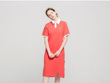 ロマンティッククラウン(ROMANTIC CROWN) Collar Cotton Dress_Red