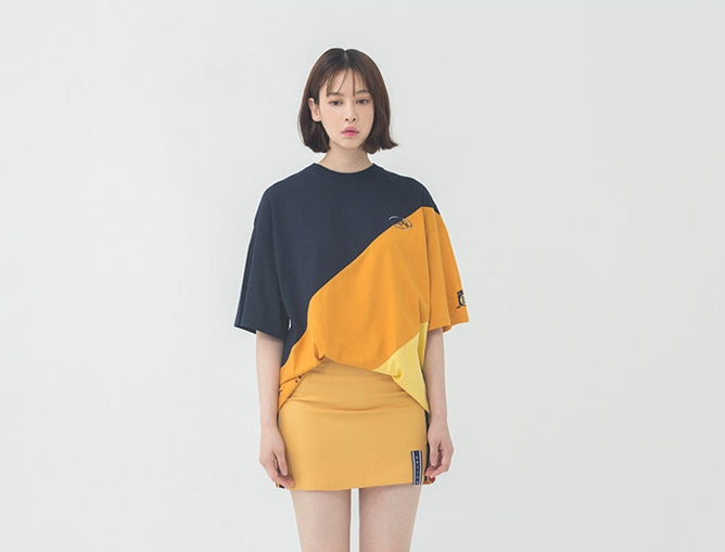 ロマンティッククラウン(ROMANTIC CROWN) Division Color Block T Shirt_Mustard