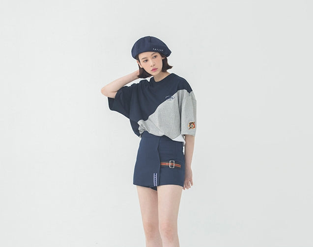 ロマンティッククラウン(ROMANTIC CROWN) Division Color Block T Shirt_Grey