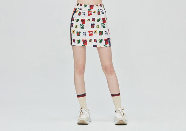 ロマンティッククラウン(ROMANTIC CROWN) E.D.V Band Line Skirt_Oatmeal