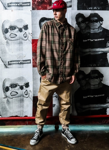 パーステップ(PERSTEP) Mini Hound Wool Check Loose fit Shirt 2種 SMLS4206