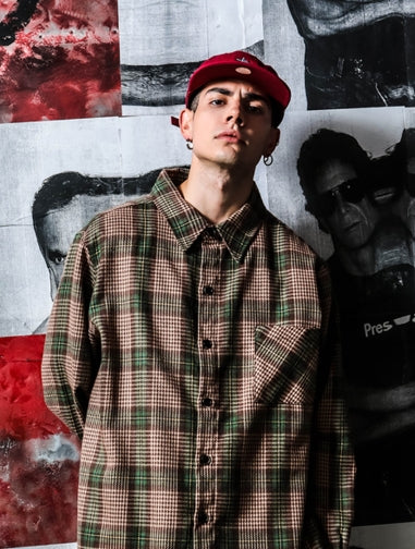 パーステップ(PERSTEP) Mini Hound Wool Check Loose fit Shirt 2種 SMLS4206