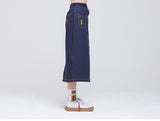 ロマンティッククラウン(ROMANTIC CROWN) Front Pocket Cotton Skirt_Navy