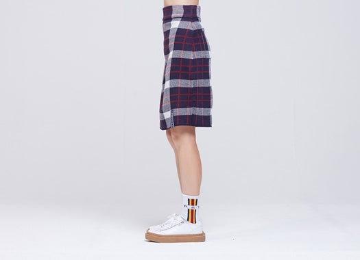 ロマンティッククラウン(ROMANTIC CROWN) Tartan Check Knit Skirt_Navy
