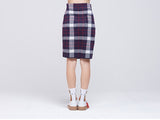 ロマンティッククラウン(ROMANTIC CROWN) Tartan Check Knit Skirt_Navy