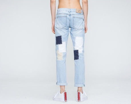 ロマンティッククラウン(ROMANTIC CROWN) Light Blue Patchwork Pants