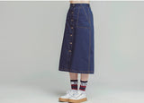 ロマンティッククラウン(ROMANTIC CROWN) Cotton Long Skirt_Navy