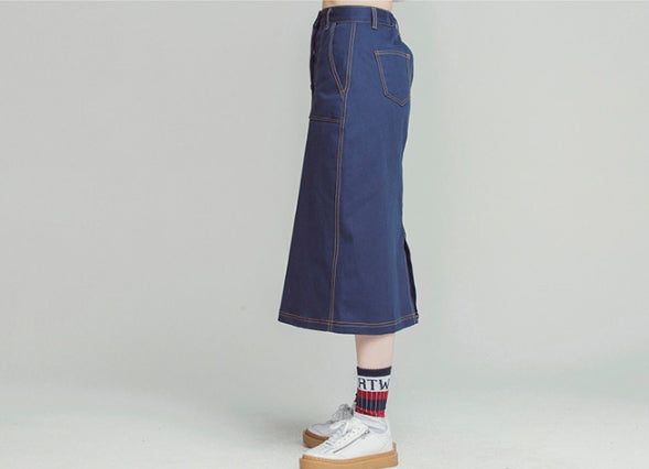 ロマンティッククラウン(ROMANTIC CROWN) Cotton Long Skirt_Navy